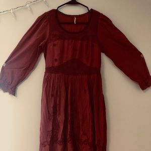 Free people red embroidery dress